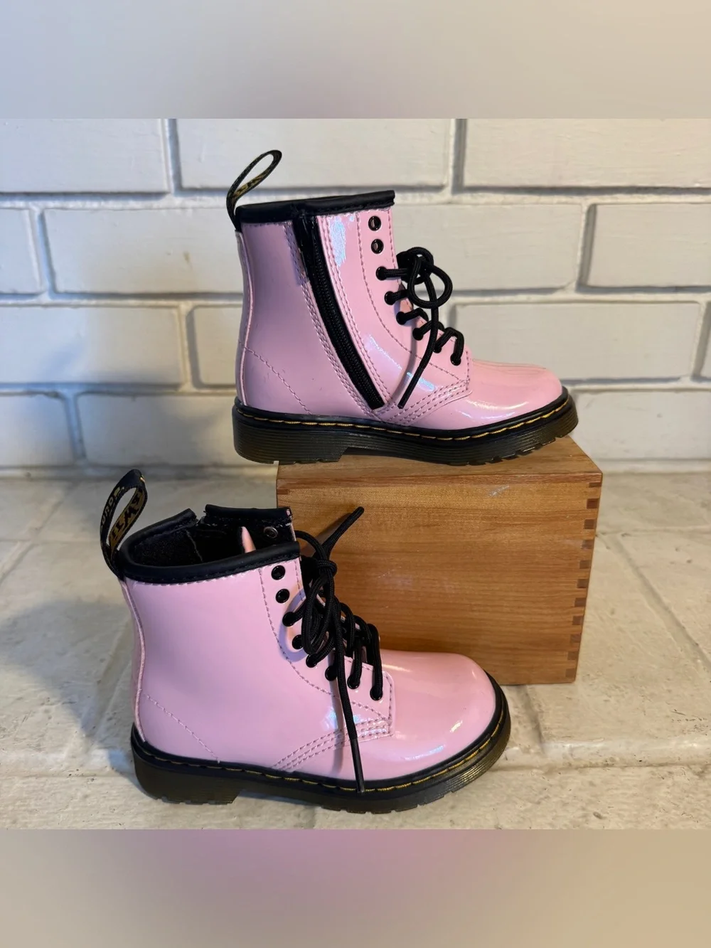 Dr. Martens Toddler 1460 T Patent Leather Boots Pink - Size 8 US
